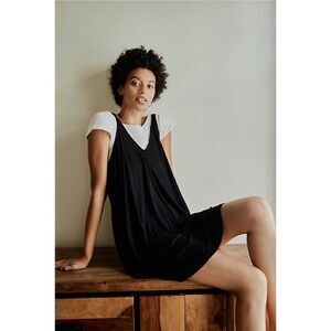 Free People Beach Black Ribbed Knit Clover Mini Dress Size XS